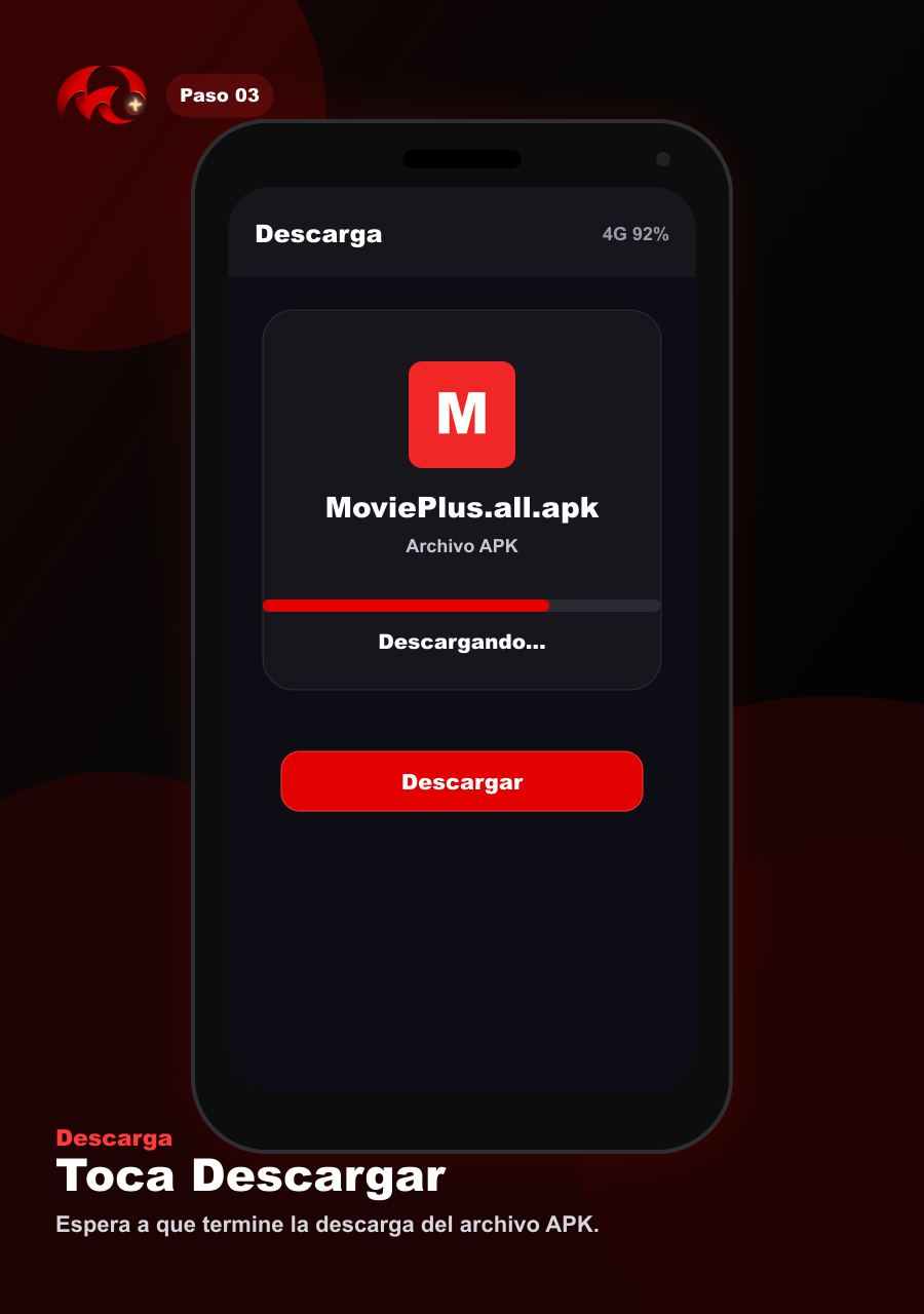 Paso 3: tocar Descargar y esperar a que termine la descarga del APK.