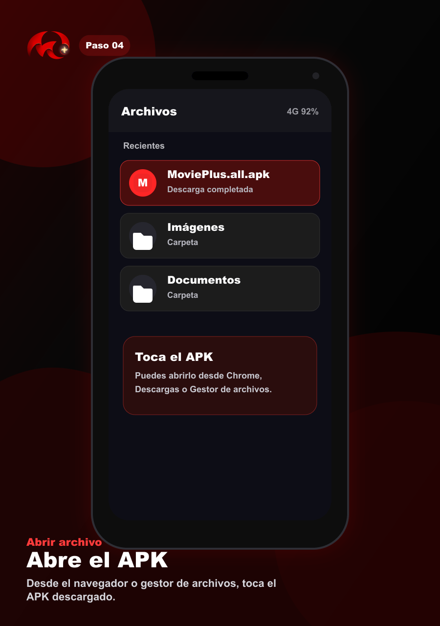 Paso 4: abrir el APK desde el navegador o gestor de archivos.