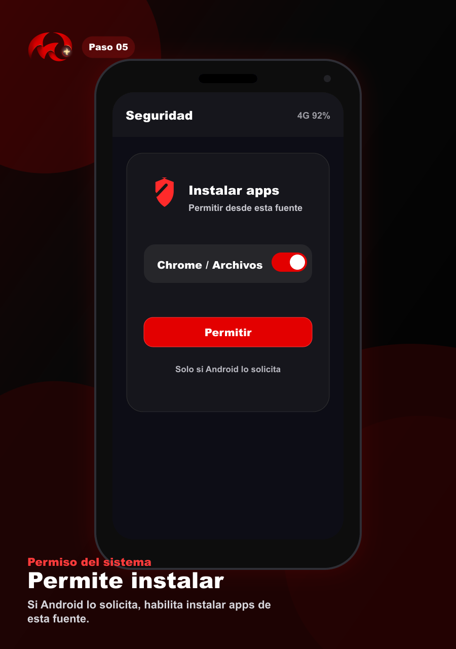Paso 5: habilitar instalar apps de esta fuente si Android lo solicita.
